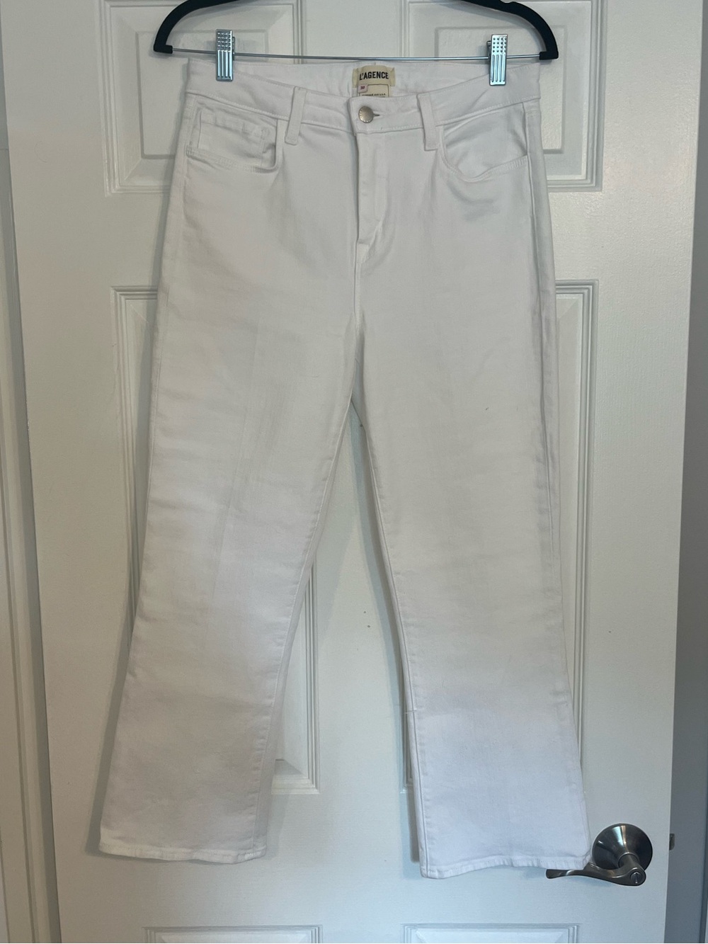 NWOT L'AGENCE Serena High Rise Cropped Baby Flare in Blanc